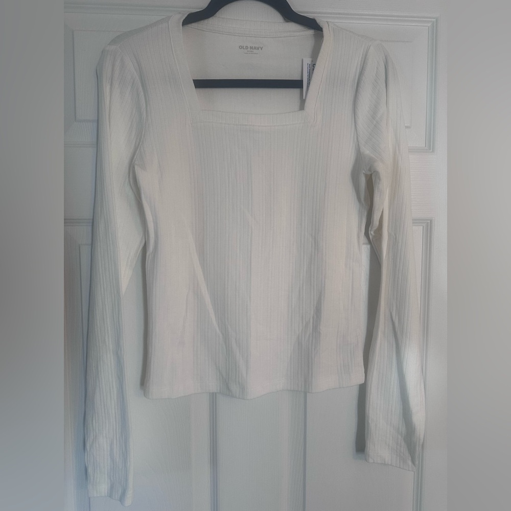 NWT Old Navy Women's Square Neck Ribbed Long-Sleeve Top Sz Medium Long